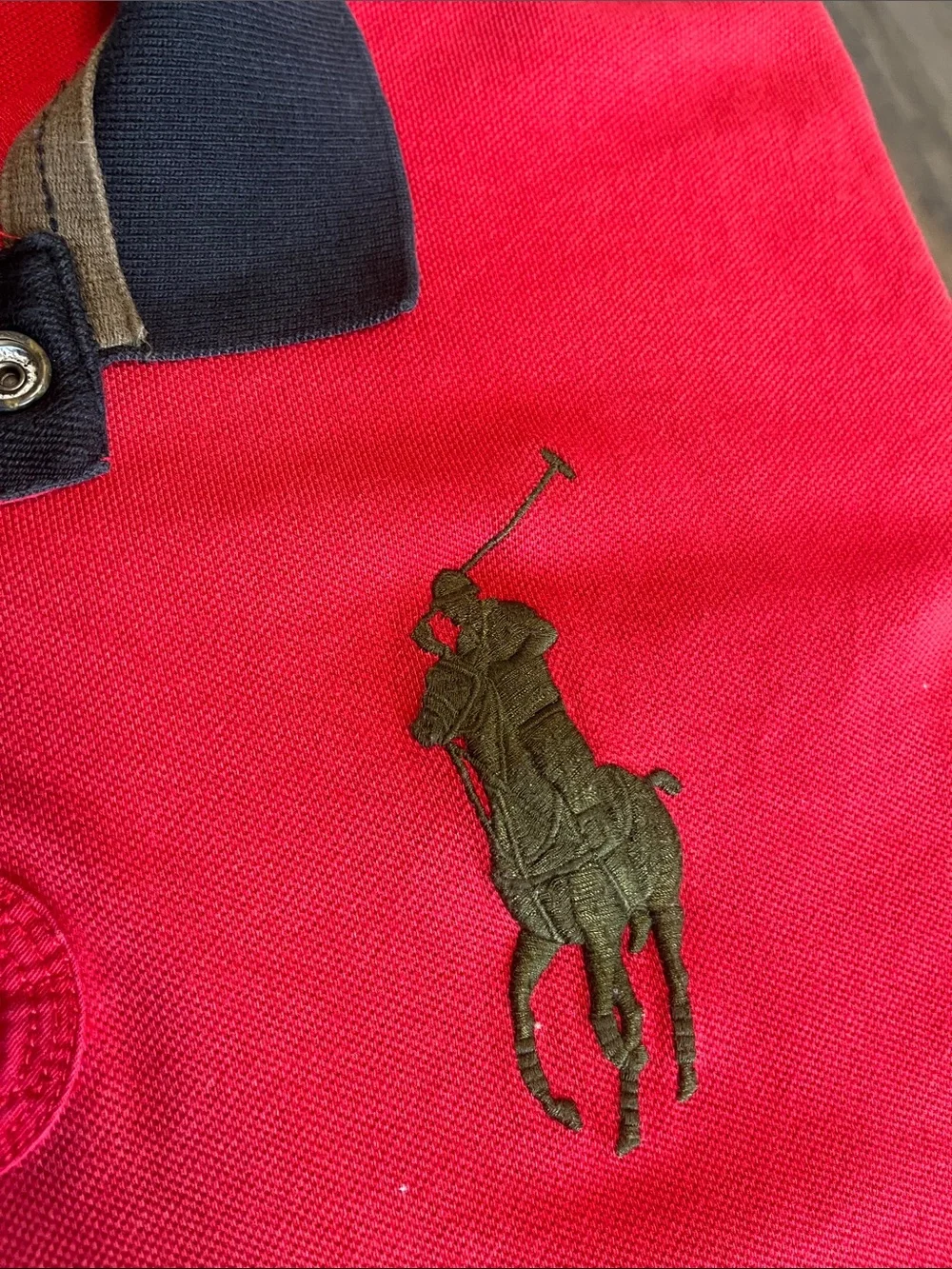 Ralph Lauren Red Polo with Embroidery Big Pony- *** almost vintage **